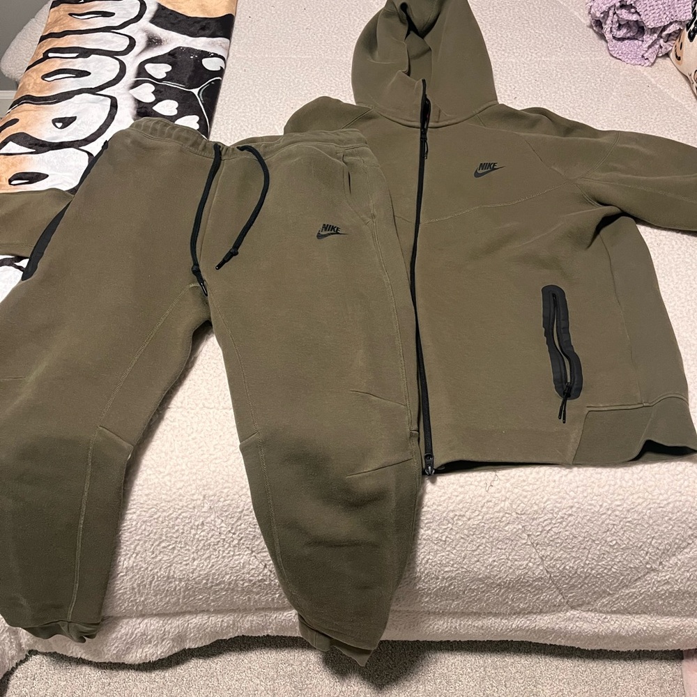 Nike Tech Khaki Green Hoodie and Joggers Set